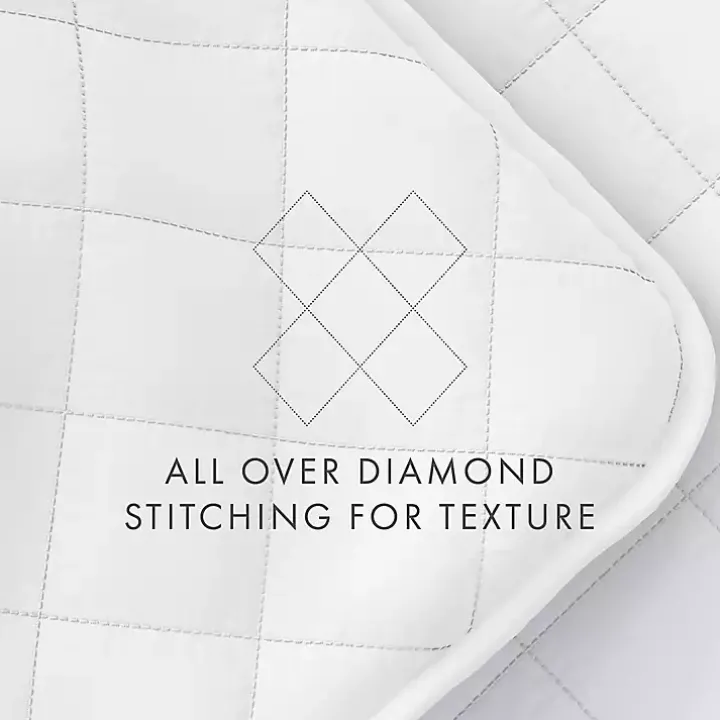 White Stitched Diamond 3-pc. Queen Quilt Set