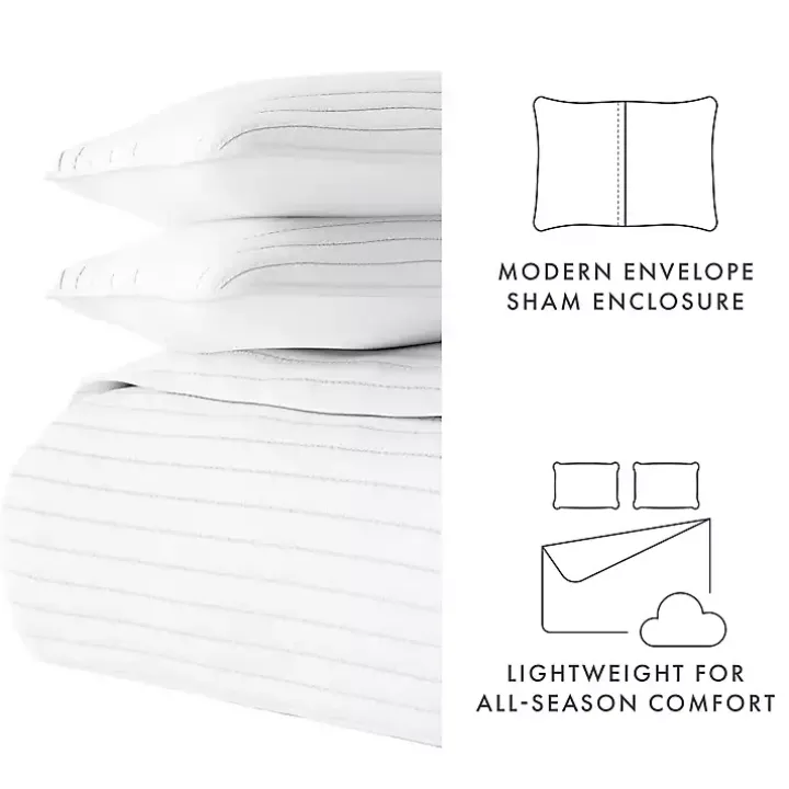 White Stitched Stripes 2-pc. Twin Quilt Set