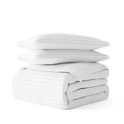 White Stitched Stripes 3-pc. King Quilt Set