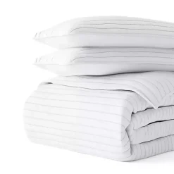 White Stitched Stripes 3-pc. King Quilt Set