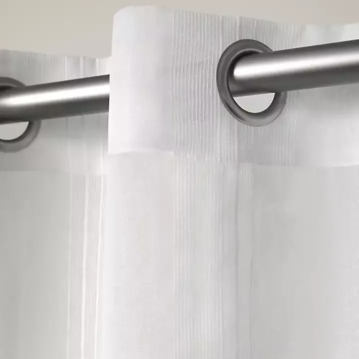 White Stripe Sheer Curtain Panel Set, 96 in.