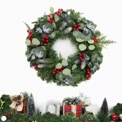 White Tip Pinecone and Eucalyptus Wreath