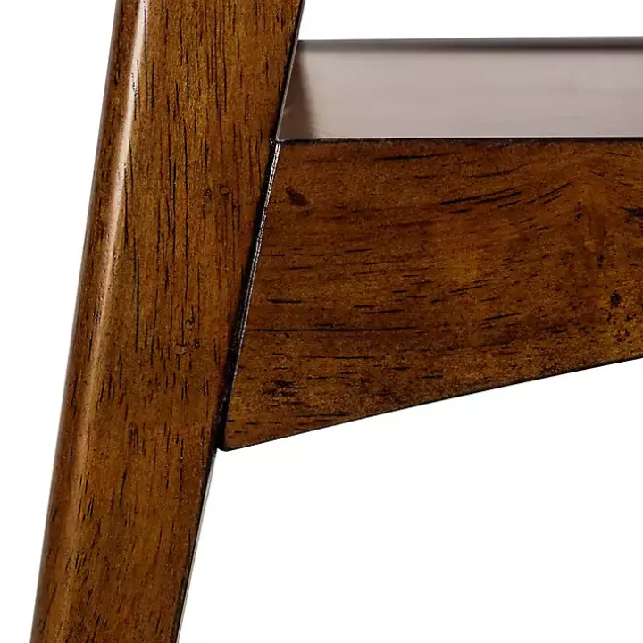 White Top and Pecan Wood Mid-Century Modern Table