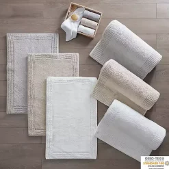 White Tufted Reversible Bath Mat, 34 in.