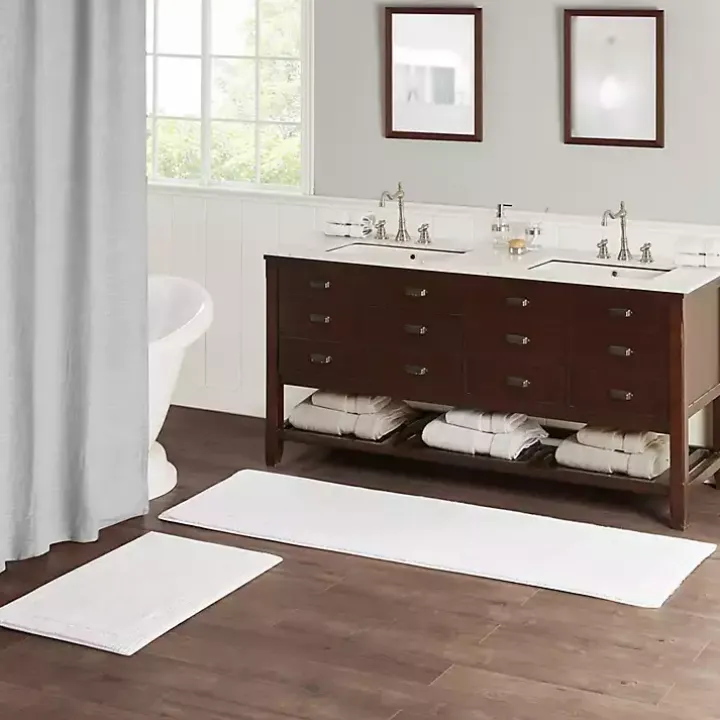 White Tufted Reversible Bath Runner