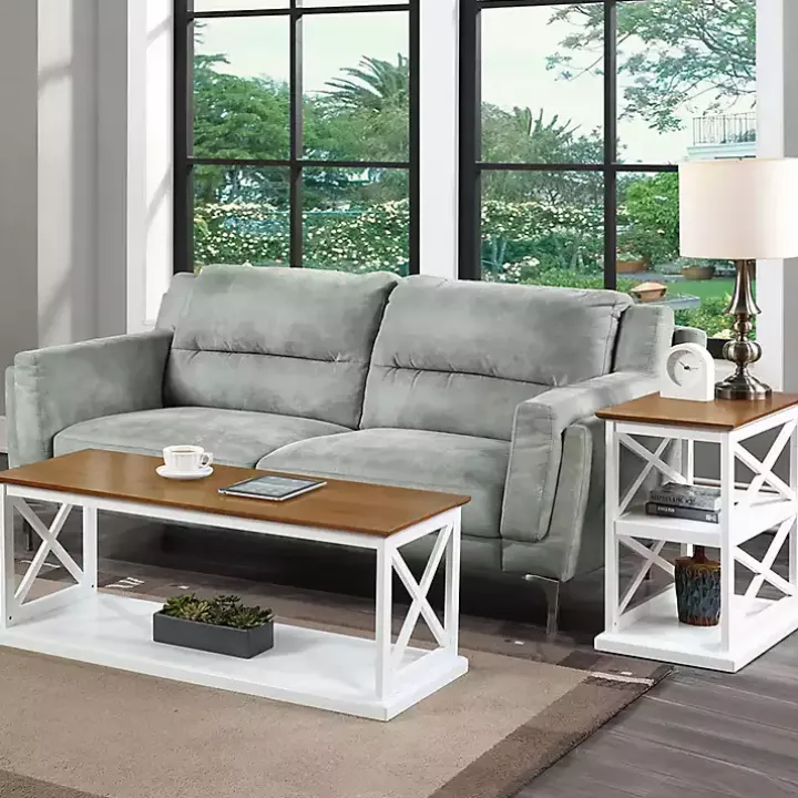 White Two-Tone Double X Sides Console Table