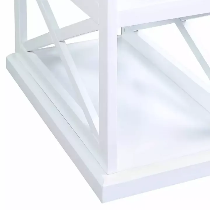 White Two-Tone Wood Double X Sides Accent Table