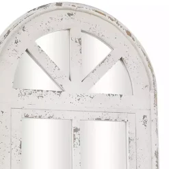 White Vintage Arched Windowpane Mirror