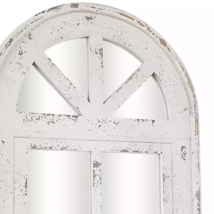 White Vintage Arched Windowpane Mirror