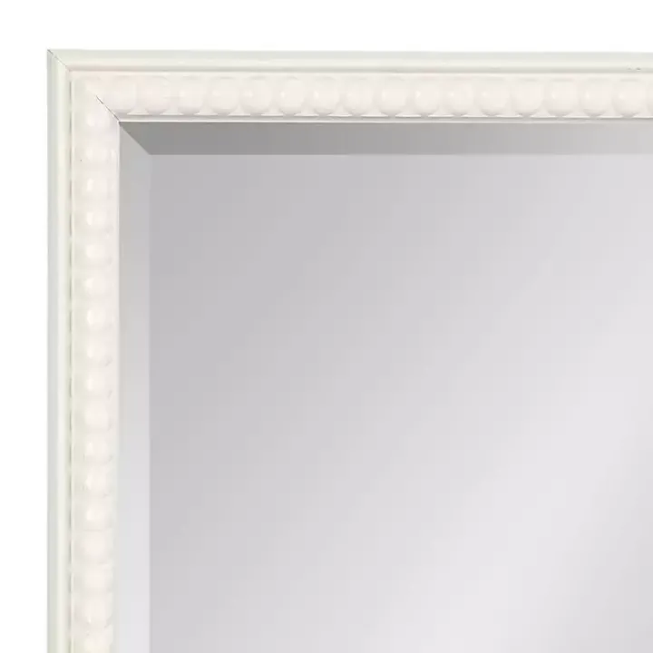 White Vintage Beaded Wall Mirror, 36 in.