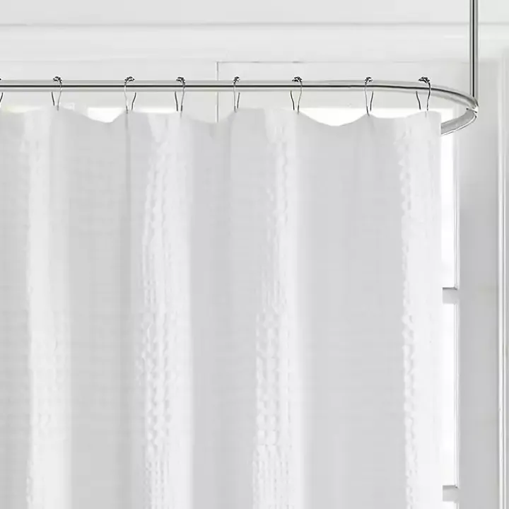 White Waffle Cotton Shower Curtain