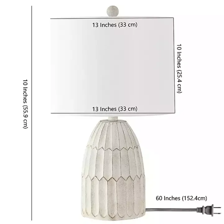 White Weathered Geometric Table Lamp