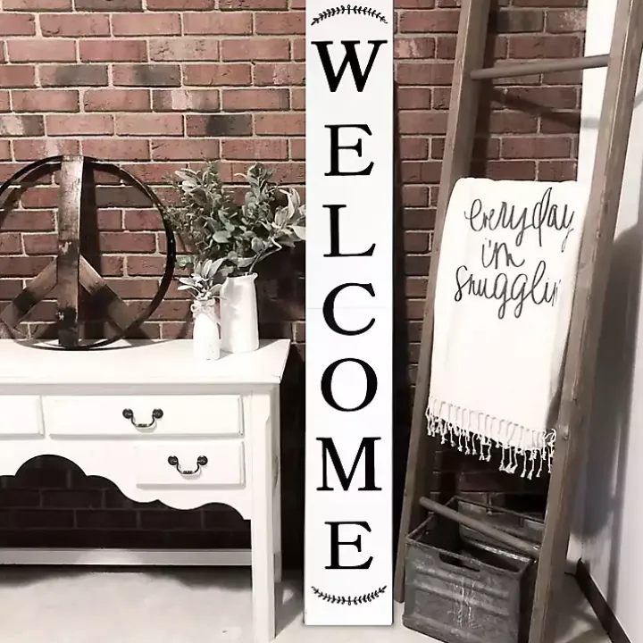 White Welcome Laurel Porch Board
