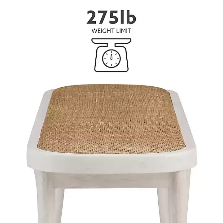White Wood & Rattan Conelly Bench