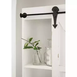 White Wood Barn Door 5-Shelf Wall Cabinet