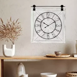 White Wood Barndoor Wall Clock