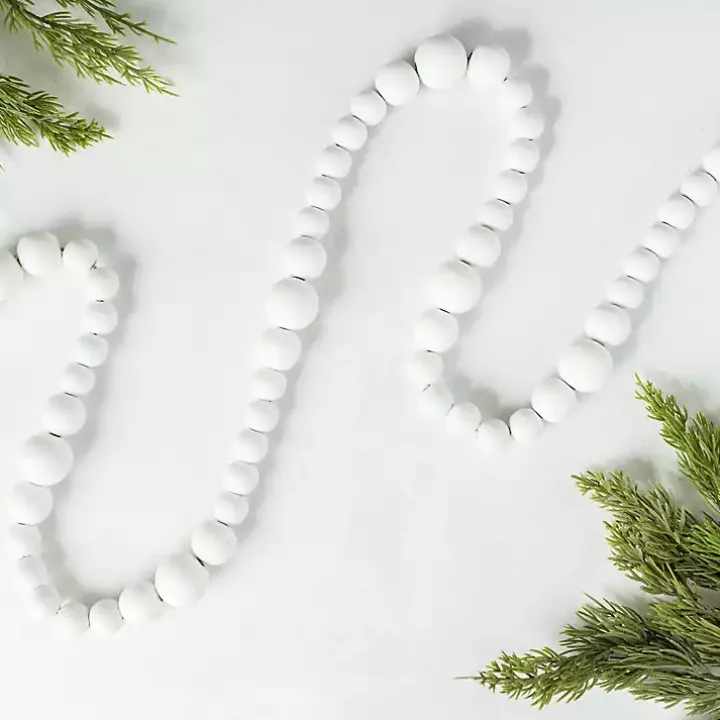 White Wood Beaded Garland