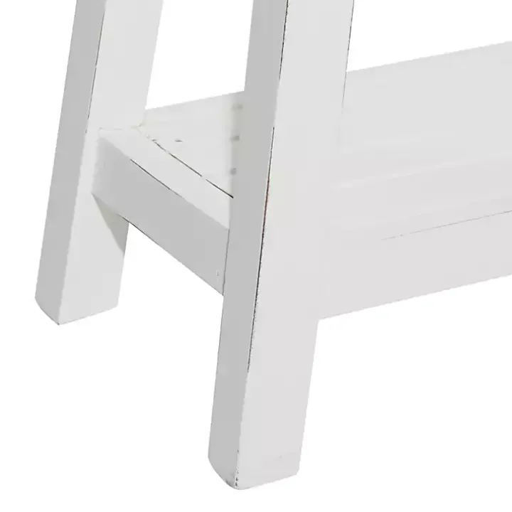 White Wood Bench with Slatted Wood Base