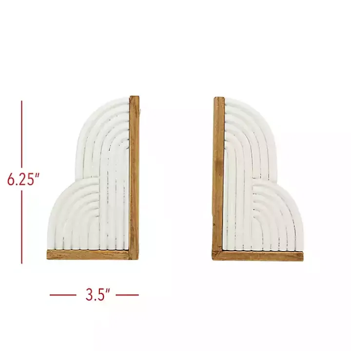 White Wood Cloud Bookends, Set of 2