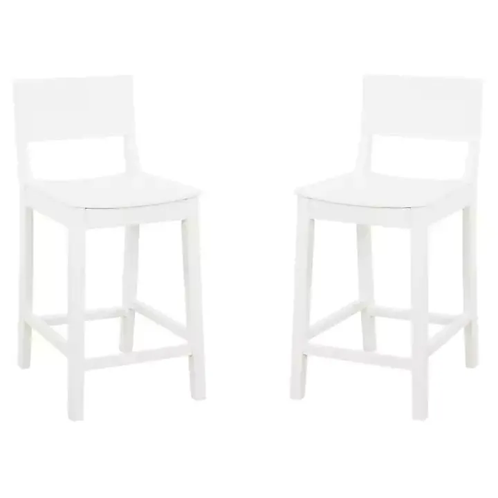 White Wood Devin Counter Stools, Set of 2