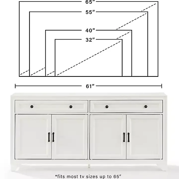 White Wood 4-Door Sideboard Cabinet