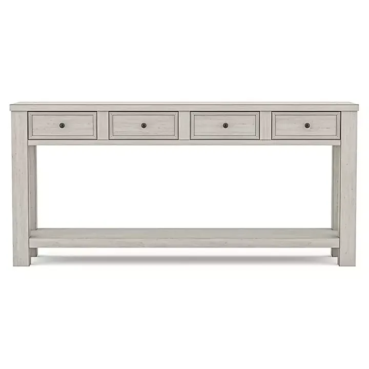 White Wood 4-Drawer Farmhouse Console Table