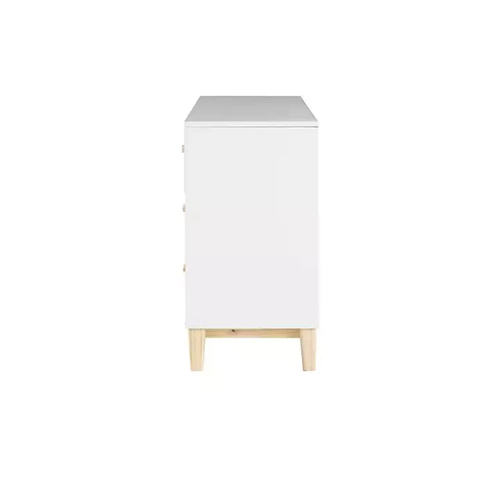 White Wood 6-Drawer Footed Dresser