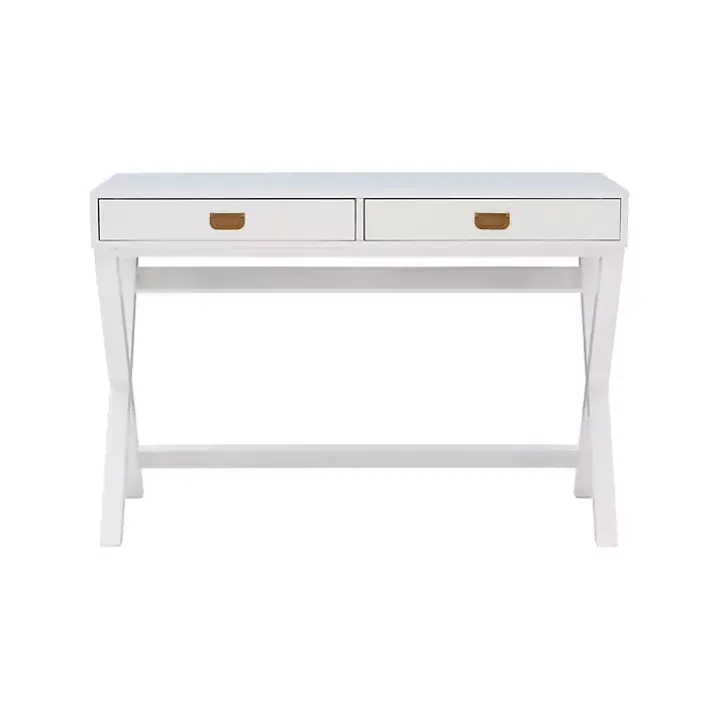 White Wood 2-Drawer X-Frame Desk