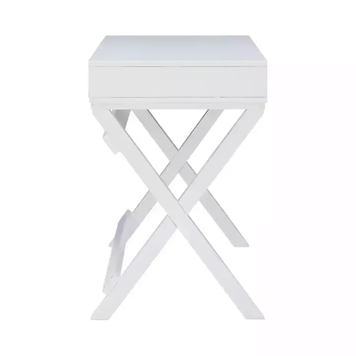 White Wood 2-Drawer X-Frame Desk