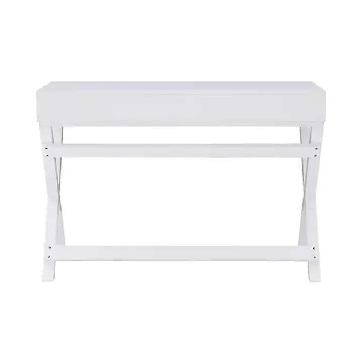 White Wood 2-Drawer X-Frame Desk
