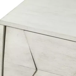 White Wood Geometric 4-Door Cabinet