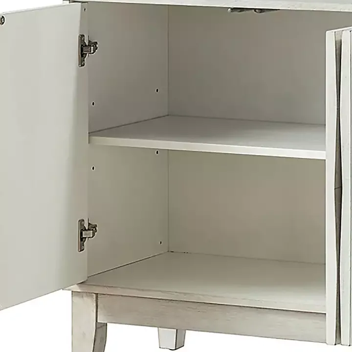 White Wood Geometric 4-Door Cabinet