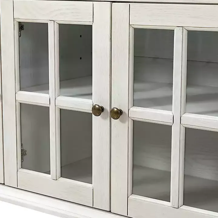 White Wood Glass Door Sideboard Cabinet