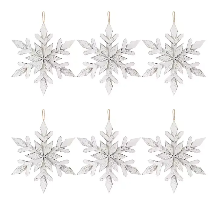 White Wood Large 6-pc. Snowflake Ornament Set