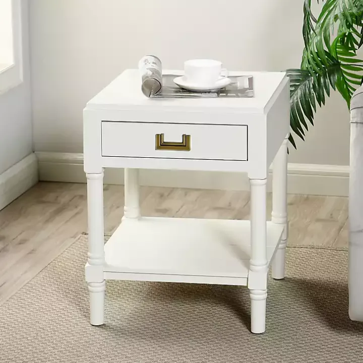 White Wood Layla Accent Table
