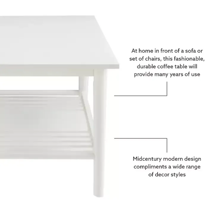 White Wood Midcentury Coffee Table
