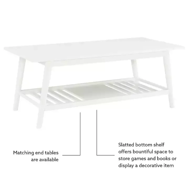 White Wood Midcentury Coffee Table