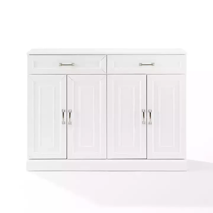 White Wood Panel 4-Door Cabinet