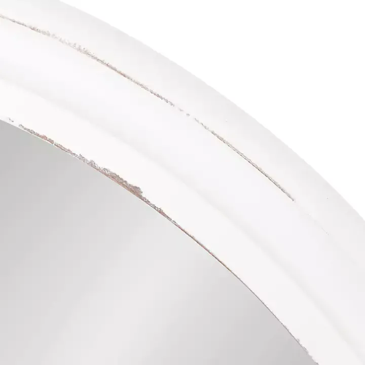 White Wood Round Mansel Mirror