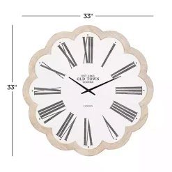 White Wood Scalloped Frame Wall Clock