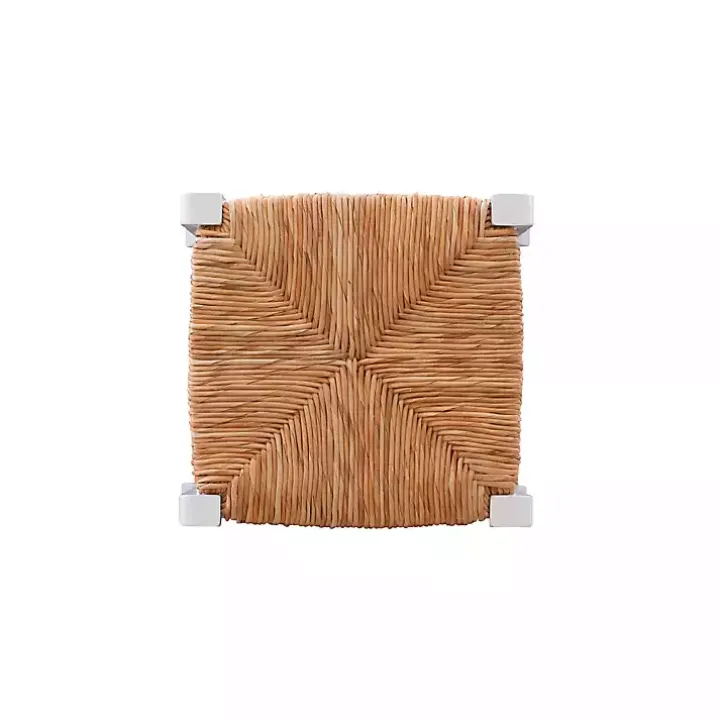 White Wood Seagrass Backless 2-pc. Bar Stool Set