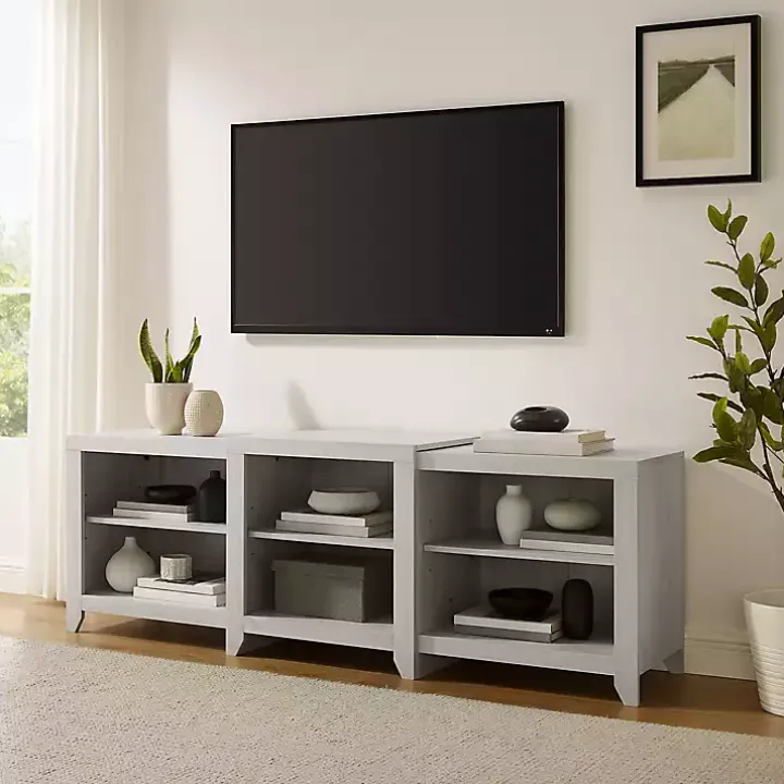 White Wood 6-Shelf Media Cabinet