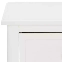 White Wood Side Table with Baskets
