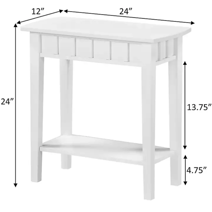 White Wood Slat Accent Table