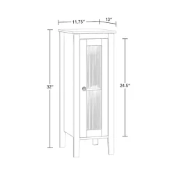 White Wood Slim Single Glass Door Floor Cabinet