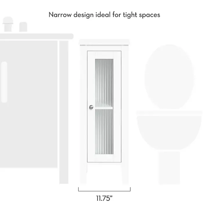 White Wood Slim Single Glass Door Floor Cabinet