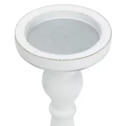 White Wood Spindle Taper Candle Holders, Set of 5