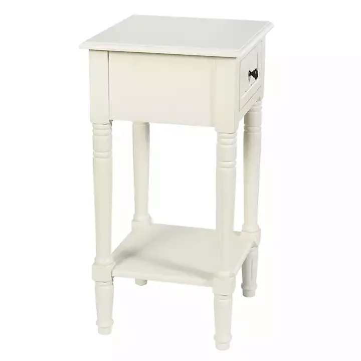 White Wood Square Hampton Accent Table