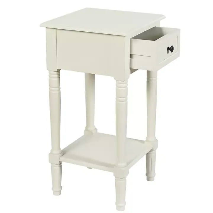 White Wood Square Hampton Accent Table