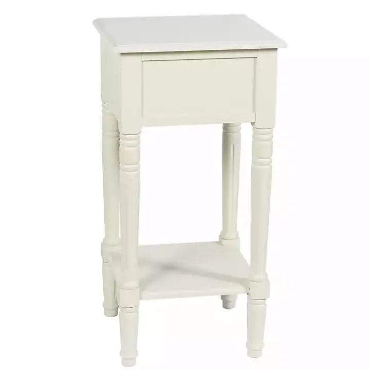 White Wood Square Hampton Accent Table